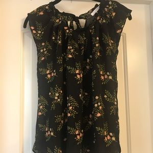Lauren Conrad Black Floral Blouse